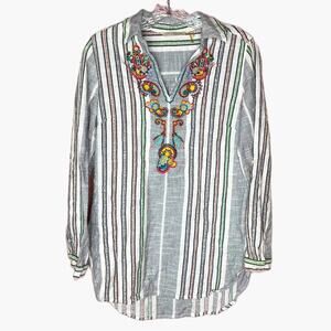 Soft Surroundings 100% Cotton Embroidered Tunic Top